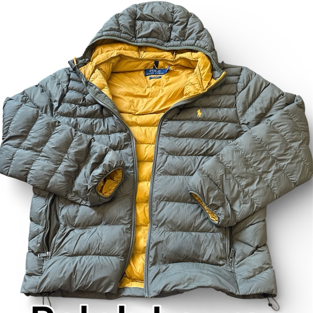 Polo by Ralph Lauren olive drab green and Mustard Puffer Jacket